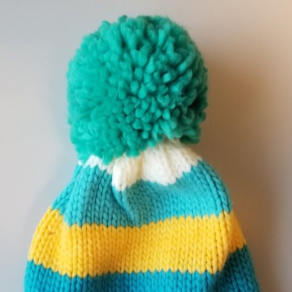 Blade & Rose Green and Mustard Bobble Hat (small 0-12 months) - Picture 1 of 4